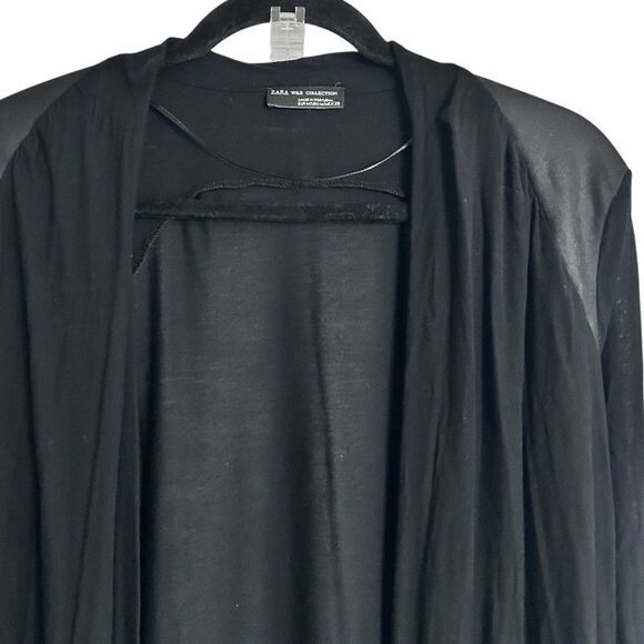 Zara W&B Collection Thin Kimono‎ Faux Leather cardigan size Medium - Picture 3 of 7